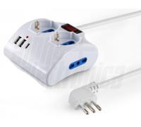 ALPHA ELETTRONICA MULTIPRESA DA TAVOLO 2 USC UNIVERSALE 1BIPA+USB A USB C 23-053
