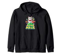 Alpha Feline Male Funny Kitten Graphic Father's Day Novelty Felpa con Cappuccio
