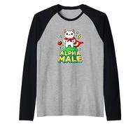 Alpha Feline Male Funny Kitten Graphic Father's Day Novelty Maglia con Maniche Raglan