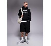 Alpha - Felpa nera con cappuccio e logo sul petto-Nero M