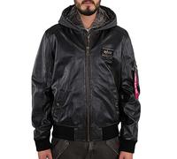 Alpha Industries MA-1 D-Tec Leather Bomber Jacket Jackets Taglia S - Nero