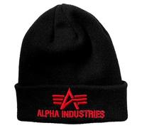 Alpha Industries 3D Beanie Cappello da Uomo in Acrilico Lavorato a Maglia Berretto, Black/Red, Talla única