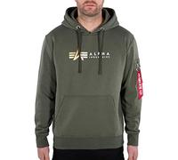 Alpha Industries Alpha Label Felpa con Cappuccio per Uomo Dark Olive