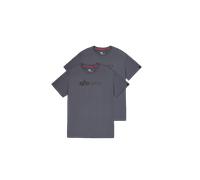 Alpha Industries Alpha Label T-Shirt 2 Pack Magliette Taglia S - Grigio scuro/Nero