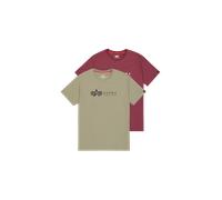 Alpha Industries Alpha Label T-Shirt 2 Pack Magliette Taglia S - Oliva/Bordeaux