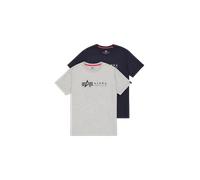 Alpha Industries Alpha Label T-Shirt 2 Pack Magliette Taglia XS - Grigio/Blu scuro