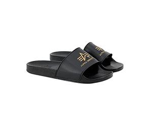Alpha Industries Alpha Slider Comode Pantofole da Bagno da Uomo, Black/Yellow Gold, 39 EU