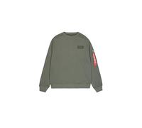 Alpha Industries Back Print Crewneck Pullover, Dark Olive, XS Uomo