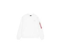Alpha Industries Back Print Crewneck Pullover, White, S Uomo