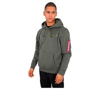 Alpha Industries Back Print Hoody Uomo Felpa con Cappuccio Dark Olive