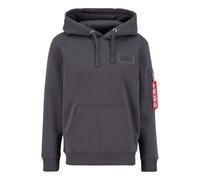 Alpha Industries Back Print Hoody Uomo Felpa con Cappuccio Vintage Grey