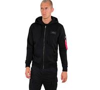 Alpha Industries Back Print Zip Felpa con Cappuccio da Uomo, Black, XS