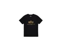 Alpha Industries Basic Big Logo Foil Print T-Shirt Magliette Taglia L - Nero/Giallo