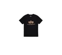 Alpha Industries Basic Big Logo Foil Print T-Shirt Magliette Taglia L - Nero/Oro