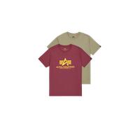 Alpha Industries Basic Big Logo T-Shirt 2 Pack Magliette Taglia M - Oliva/Bordeaux