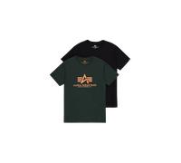 Alpha Industries Basic Big Logo T-Shirt 2 Pack Magliette Taglia XS - Nero/Benzina scuro