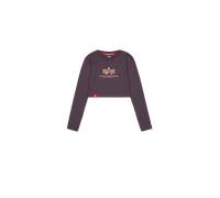 Alpha Industries Basic Cropped Longsleeve Felpe Taglia L - Prugna