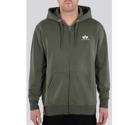 Alpha Industries Basic Felpa con cappuccio con zip, verde, taglia M per maschi