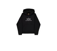 Alpha Industries Basic Hoodie TPU Felpa con Cappuccio, Black/Chrome, XL Uomo