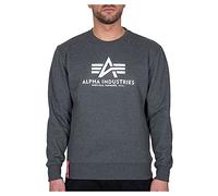 Alpha Industries Basic Sweater Felpa da Uomo Maglione, Charcoal Heather/White