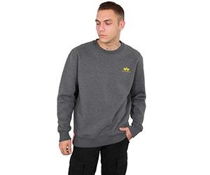 Alpha Industries Basic Sweater Small Logo, Felpa Uomo, Charcoal Heather, XS