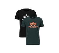Alpha Industries Basic T 2 Pack T-Shirt da Uomo Black/Dark Petrol