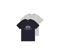 Alpha Industries Basic Big Logo T-Shirt 2 Pack Magliette Taglia 3XL - Grigio/Blu scuro