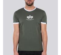 Alpha Industries Basic T Contrast ML Maglietta, verde, taglia M per maschi