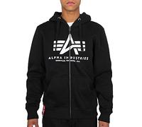 Alpha Industries Basic Zip Hoody Felpa con Cappuccio per Uomo, Black, S