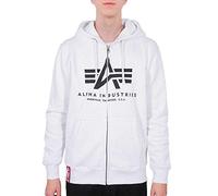 Alpha Industries Basic Zip Hoody Felpa con Cappuccio per Uomo White