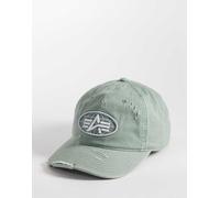 Alpha Industries - Cappellino con logo verde chiaro lavaggio acido One Size