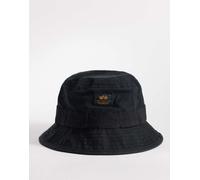 Alpha Industries - Cappello da pescatore nero slavato con logo One Size