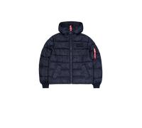 Alpha Industries Hooded Puffer Alpha Faux Down Piumino Taglia L - Blu