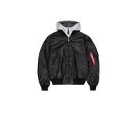 Alpha Industries MA-1 D-Tec Faux Leather Giacche Bomber Taglia XL - Nero/Grigio