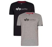 Alpha Industries Alpha Label T-Shirt 2 Pack Magliette Taglia XL - Grigio/Blu scuro