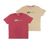 Alpha Industries Maglietta Alpha Label T 2 Pack Uomo T-Shirt, Oliva/Borgogna, XXL