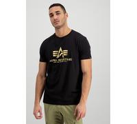 Alpha Industries Basic Big Logo Foil Print T-Shirt Magliette Taglia 2XL - Nero/Giallo