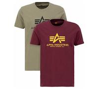 Alpha Industries Maglietta Basic T 2 Pack Uomo Olive/Burgundy