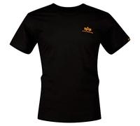 Alpha Industries Maglietta Basic T Small Logo per Uomo T-Shirt, Black/Neon Orange, M