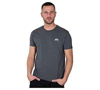 Alpha Industries Maglietta Basic T Small Logo per Uomo Charcoal Heather/White