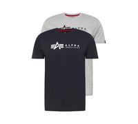 Alpha Industries Alpha Label T-Shirt 2 Pack Magliette Taglia L - Grigio/Blu scuro