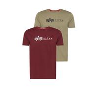 Alpha Industries Alpha Label T-Shirt 2 Pack Magliette Taglia M - Oliva/Bordeaux