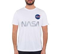 Alpha Industries Maglietta Riflettente NASA da Uomo T-Shirt, White L