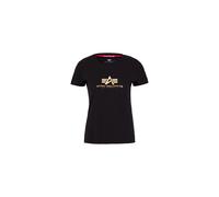 Alpha Industries New Basic Big Logo Foil Print T-Shirt Magliette Taglia S - Nero/Oro
