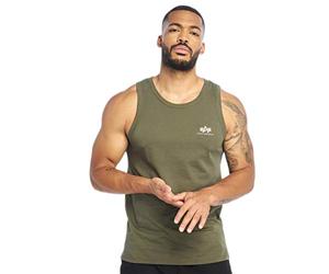 Alpha Industries Serbatoio Small Logo da Uomo Dark Olive