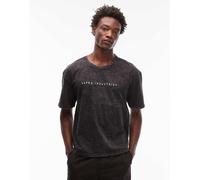 Alpha Industries - T-shirt nera lavaggio acido con logo-Nero S