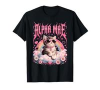 Alpha Male Kitten Funny Cat Rainbow Flowers Maglietta