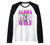 Alpha Maschio Unicorno Sarcastico Ironico Y2K Divertente Umorismo Strano Maglia con Maniche Raglan