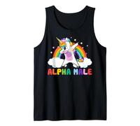 Alpha Maschio Uomo Dabbing Unicorno Arcobaleno Canotta, Uomo, Nero, L
