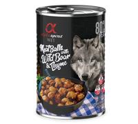 4 + 2 gratis! 6 x 400 g alpha spirit Dog Meatballs umido per cane - Cinghiale & Timo